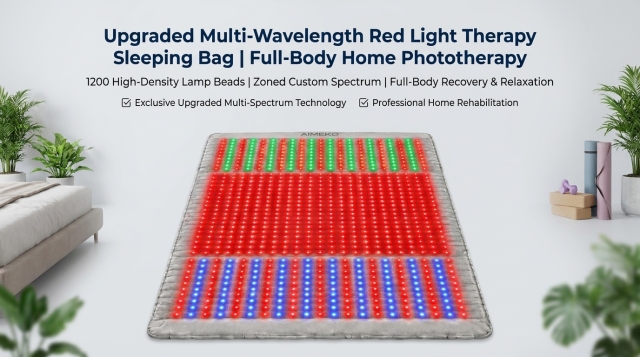 AIMEKO Red Light Therapy Blanket Full Body Photobiomodulation Device with Customized Multi-Wavelength Zones 520nm 460nm 660nm 850nm 940nm LED Light Therapy Mat for Skin Rejuvenation Muscle Recovery Wellness
