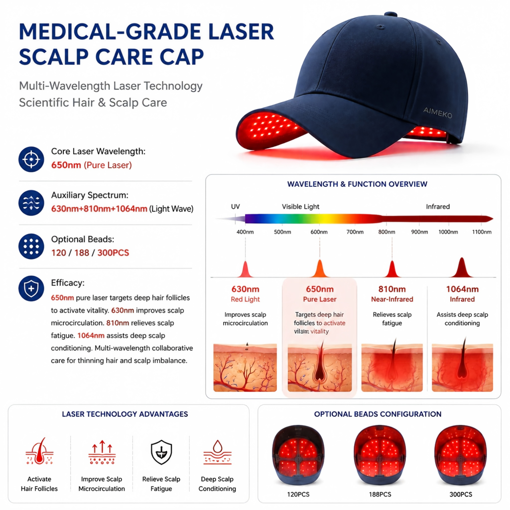 AIMEKO 5050 Patch Laser Hair Growth Cap Multi-Wavelength 5050 Patch Laser Hair Growth Solution