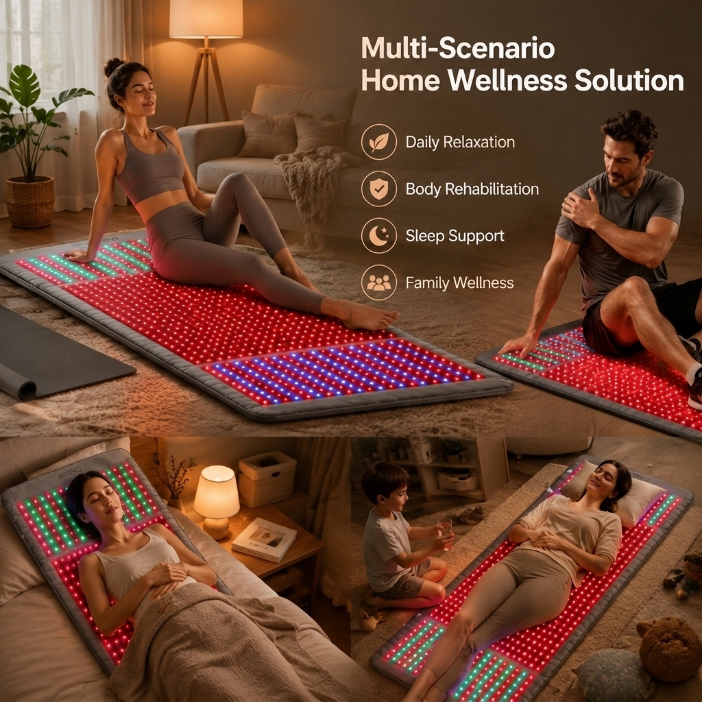 AIMEKO Red Light Therapy Blanket Full Body Photobiomodulation Device with Customized Multi-Wavelength Zones 520nm 460nm 660nm 850nm 940nm LED Light Therapy Mat for Skin Rejuvenation Muscle Recovery Wellness
