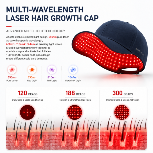 AIMEKO 5050 Patch Laser Hair Growth Cap Multi-Wavelength 5050 Patch Laser Hair Growth Solution