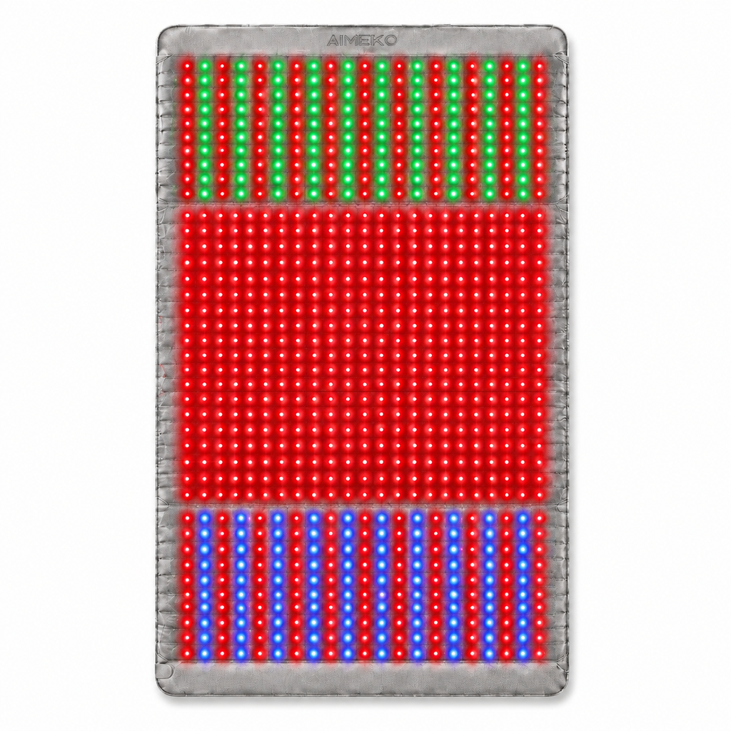AIMEKO Red Light Therapy Blanket Full Body Photobiomodulation Device with Customized Multi-Wavelength Zones 520nm 460nm 660nm 850nm 940nm LED Light Therapy Mat for Skin Rejuvenation Muscle Recovery Wellness