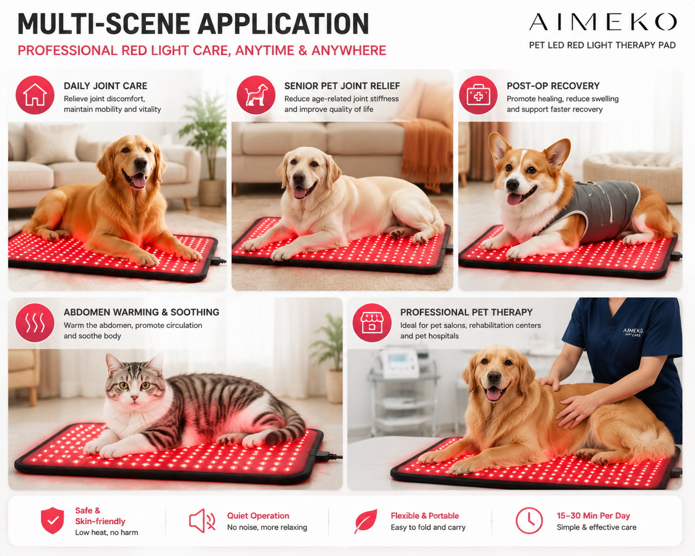 AIMEKO Pet Red Light Therapy Mat Customized Dual-Spectrum LED Wellness Solution For Pet Care Applications