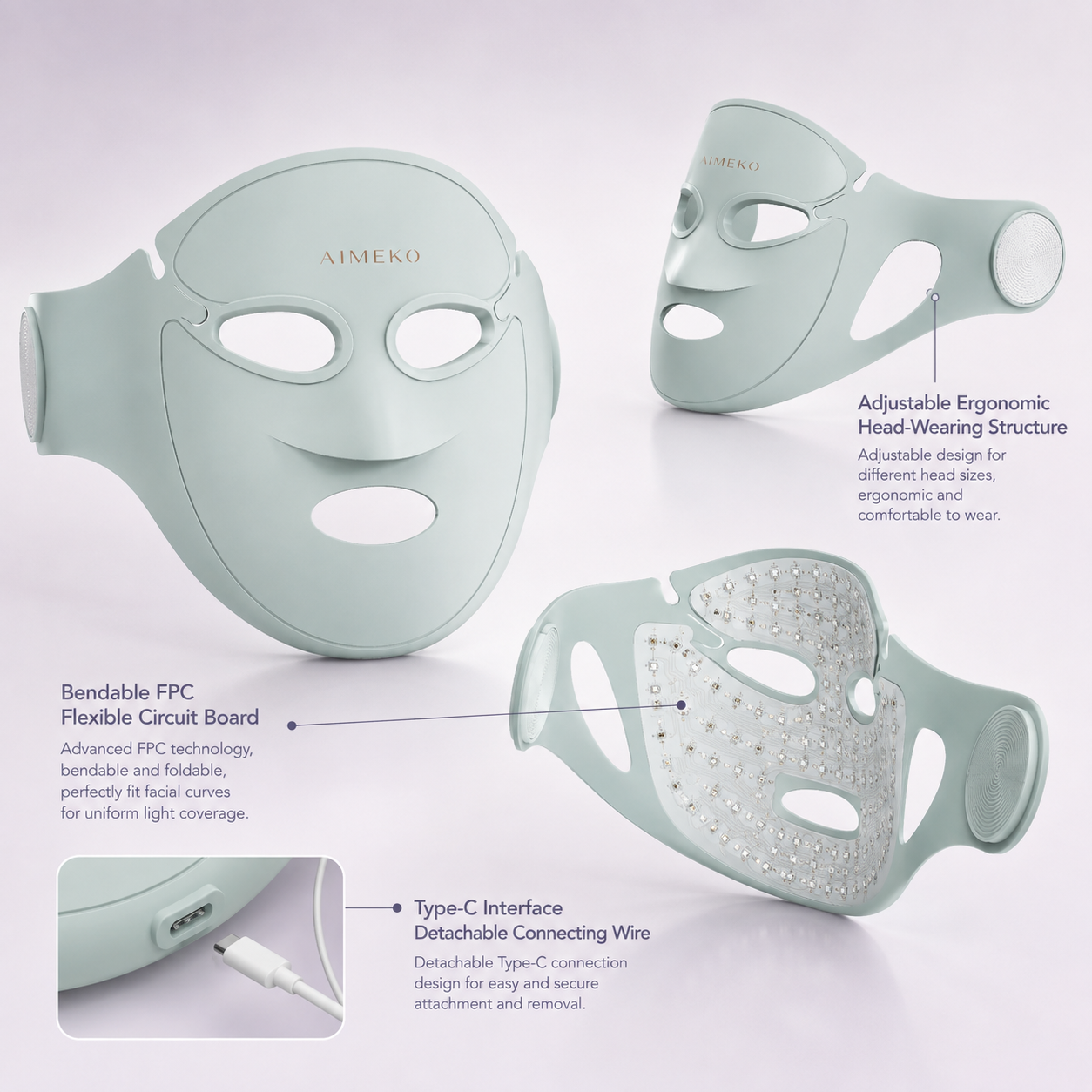AIMEKO Multi-Spectrum LED Facial Phototherapy Mask 6-Wavelength Customized LED Skincare Solution Manufacturer