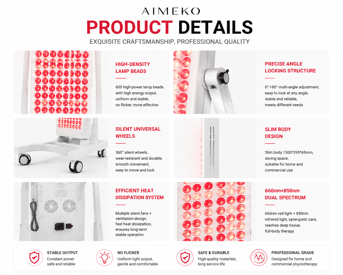 AIMEKO Standing LED Light Therapy Panel