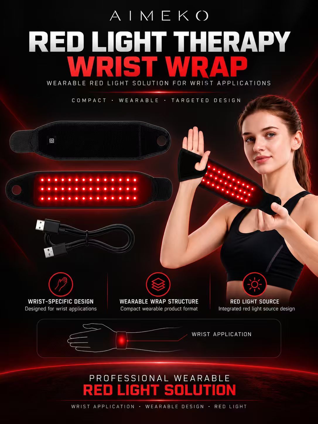 Red Light Therapy Wrist Wrap Manufacturer | AIMEKO Wearable Wellness Solution
