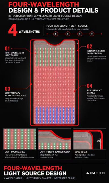 Full Body Red Light Therapy Blanket Manufacturer | AIMEKO Four-Wavelength Light Therapy Blanket
