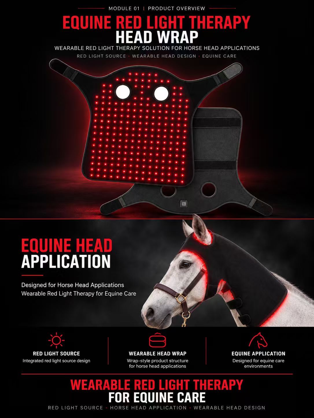 Equine Red Light Therapy Head Wrap Manufacturer | AIMEKO Wearable Horse Head Care Solution