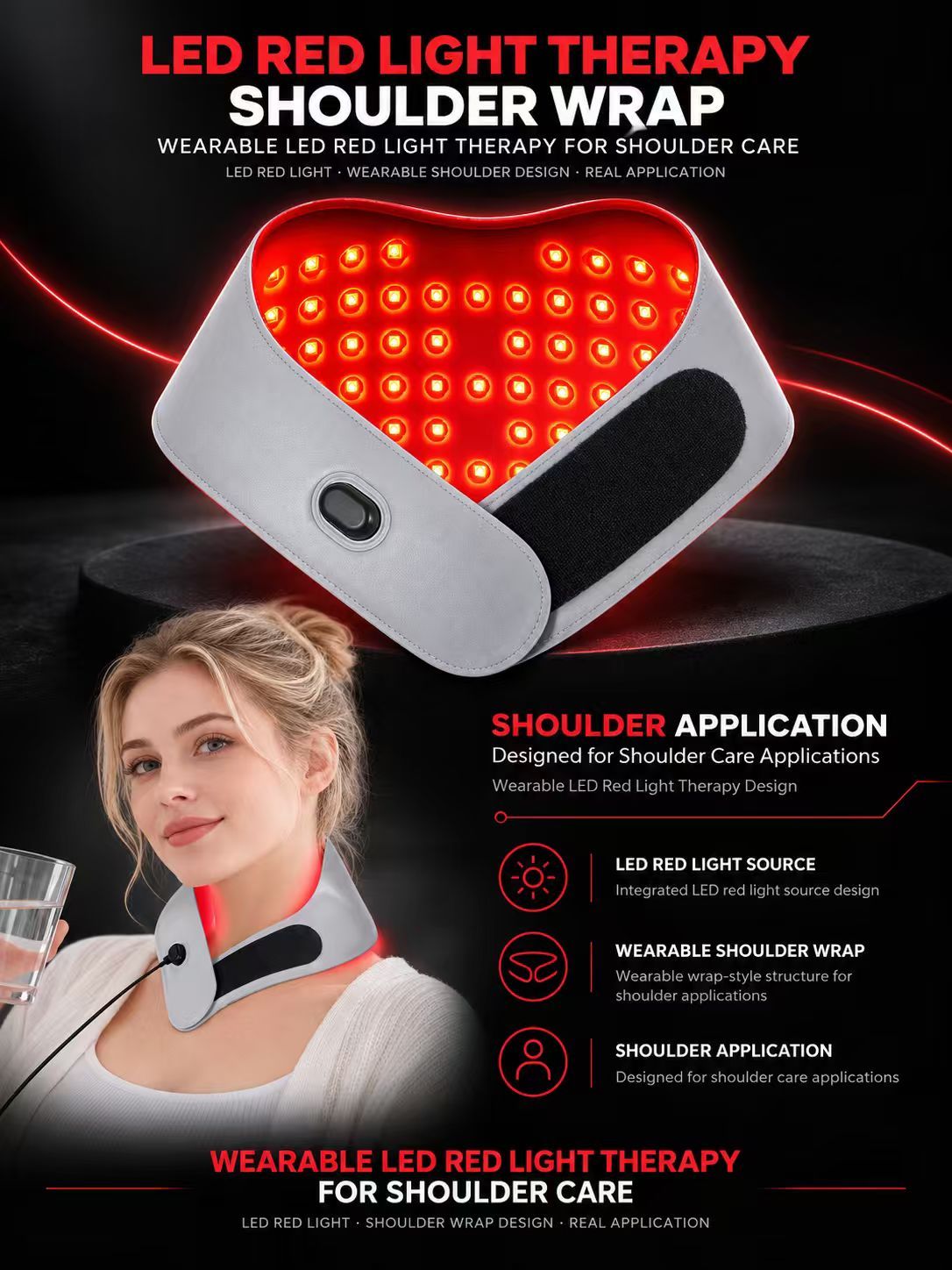 Red Light Therapy Shoulder Wrap Manufacturer | AIMEKO Wearable LED Shoulder Care Wrap