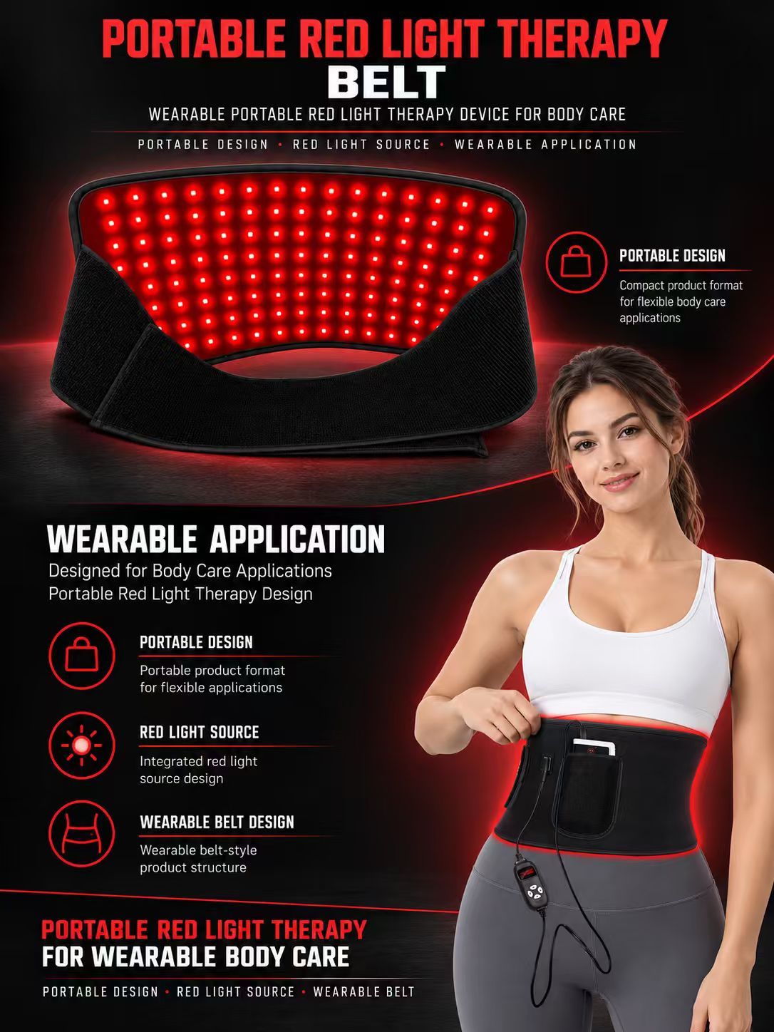 Portable Red Light Therapy Belt Manufacturer | AIMEKO Compact Wearable LED Waist Belt
