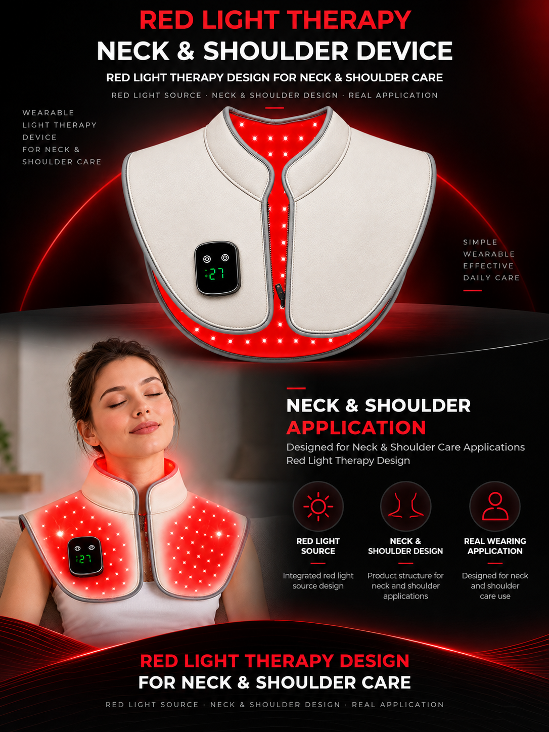 Neck & Shoulder Red Light Therapy Device Manufacturer | AIMEKO Wearable LED Care Device