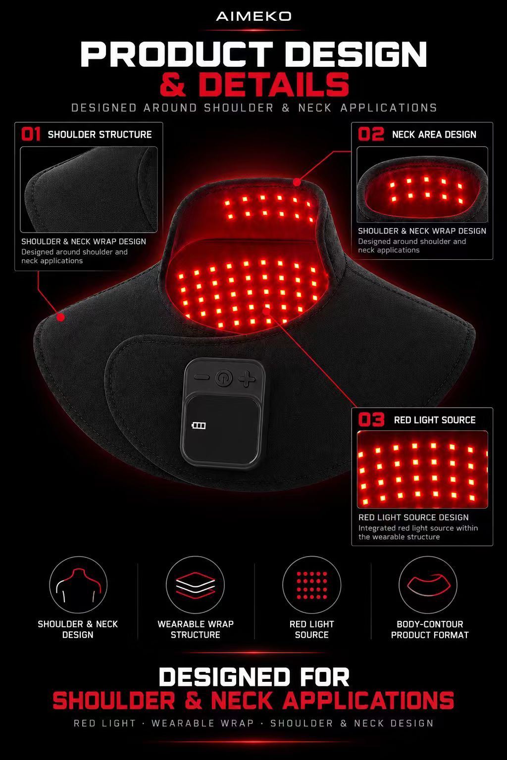 Shoulder & Neck Red Light Therapy Wrap Manufacturer | AIMEKO Wearable Red Light Solution