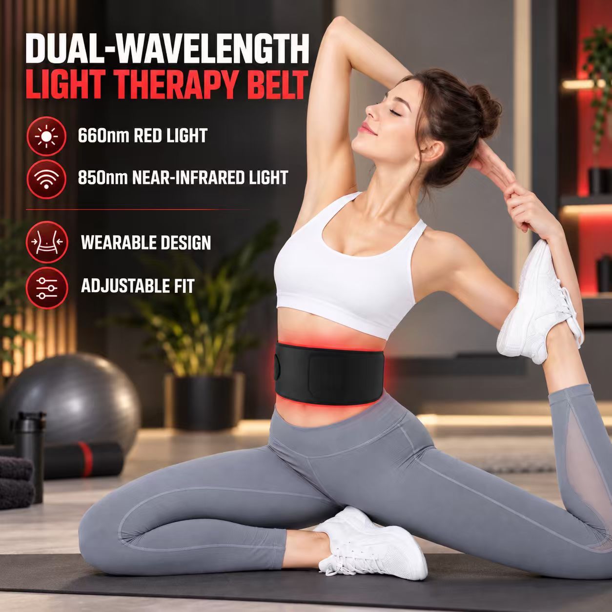660nm + 850nm Red Light Therapy Belt Manufacturer | AIMEKO Dual-Wavelength LED Waist Belt