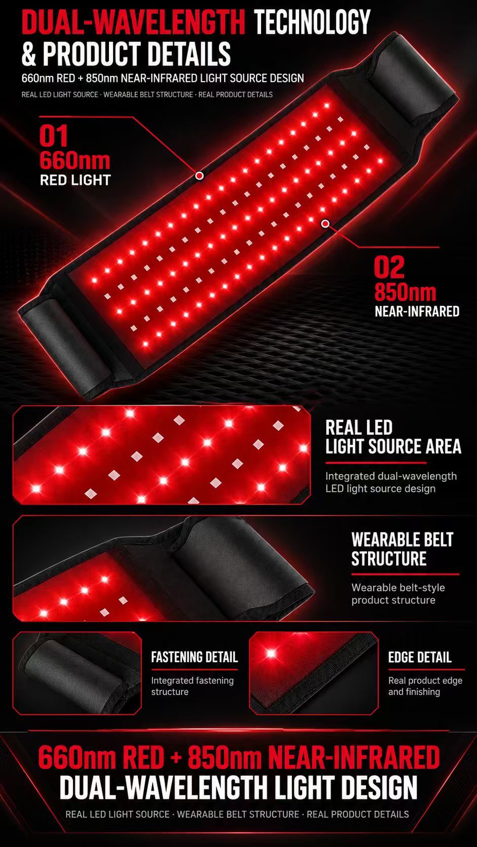 660nm + 850nm Red Light Therapy Belt Manufacturer | AIMEKO Dual-Wavelength LED Waist Belt