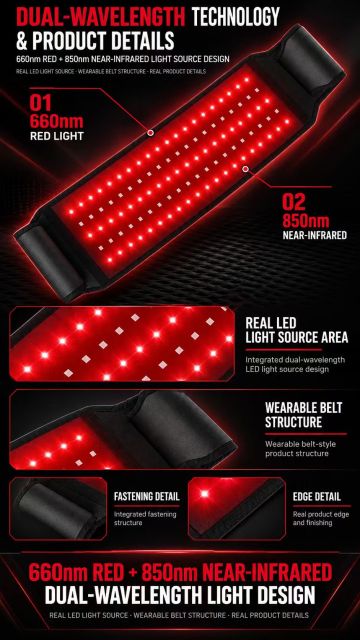 660nm + 850nm Red Light Therapy Belt Manufacturer | AIMEKO Dual-Wavelength LED Waist Belt
