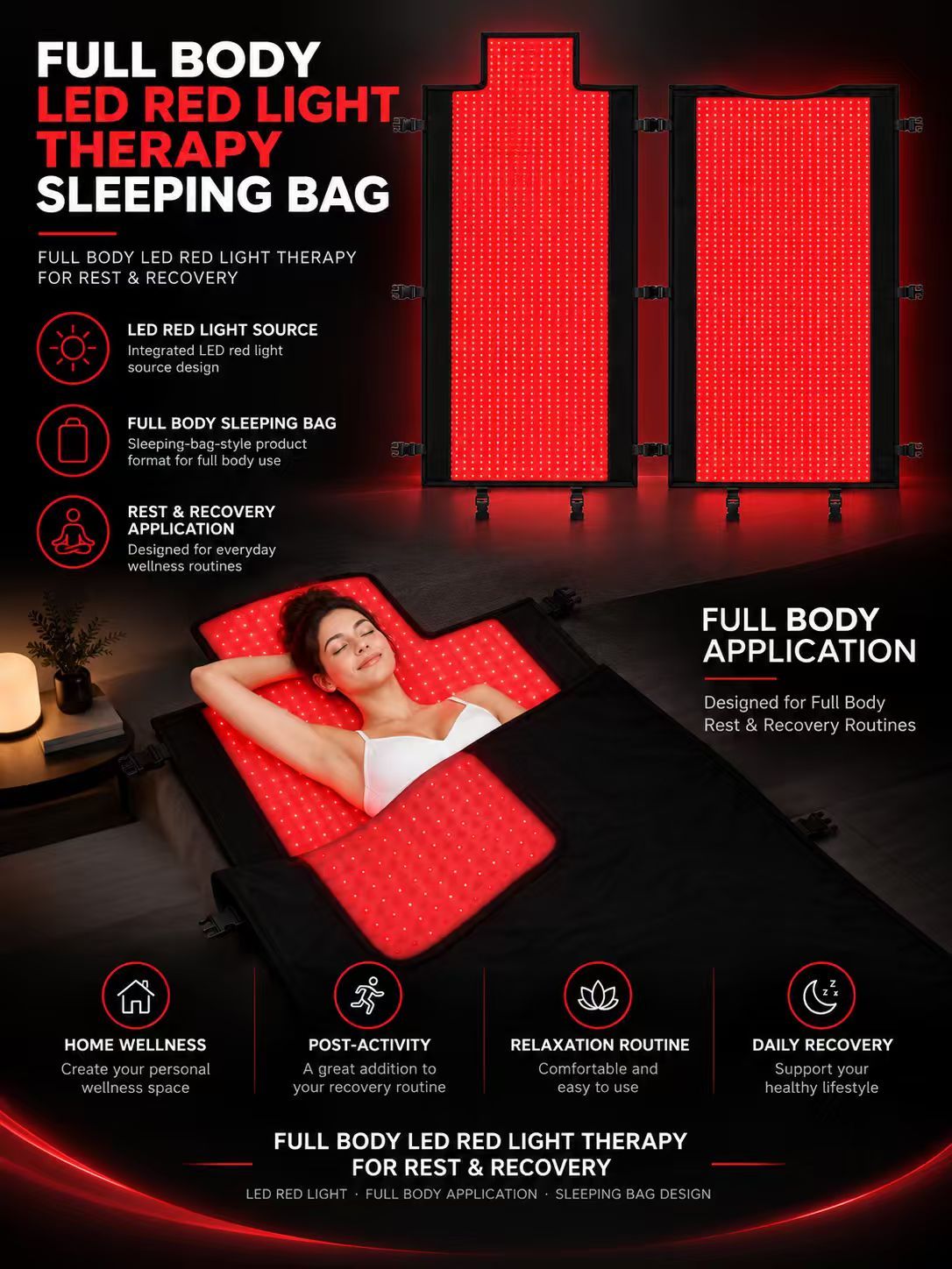 Full Body Red Light Therapy Sleeping Bag Manufacturer | AIMEKO Two-Section LED Wellness Design