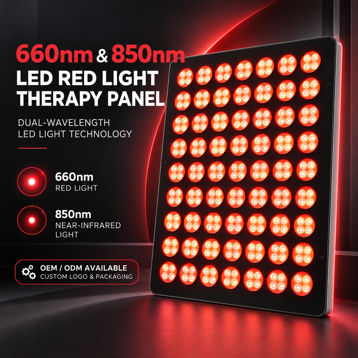 660nm + 850nm Red Light Therapy Panel Manufacturer | AIMEKO Dual-Wavelength LED Panel