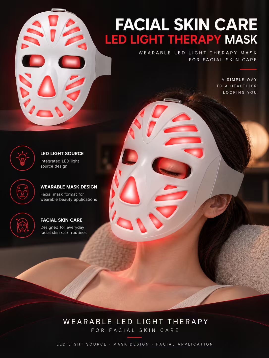 LED Light Therapy Facial Mask Manufacturer | AIMEKO Wearable LED Skincare Mask