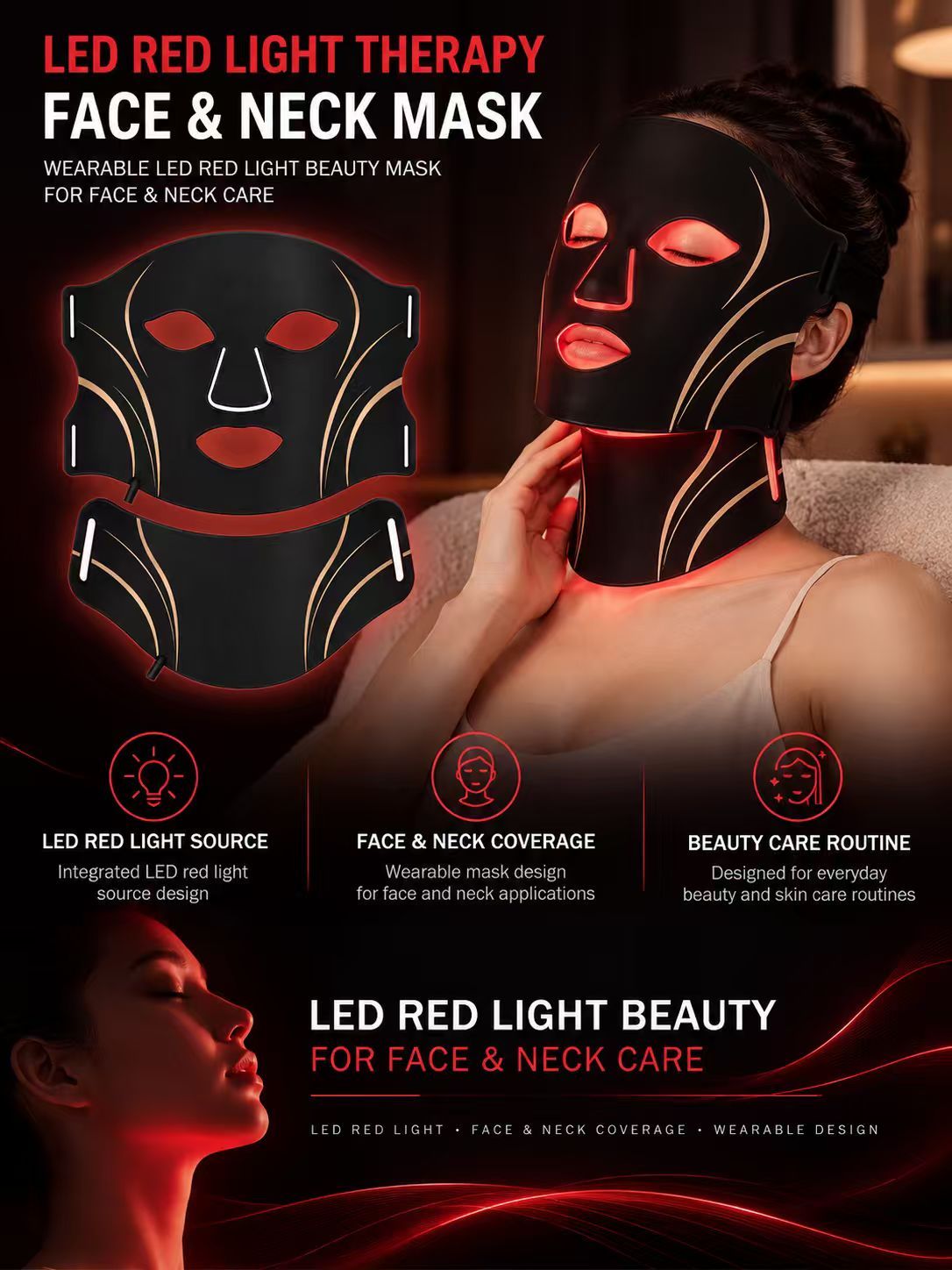 LED Face & Neck Light Therapy Mask Manufacturer | AIMEKO Red Light Beauty Mask  中文：
