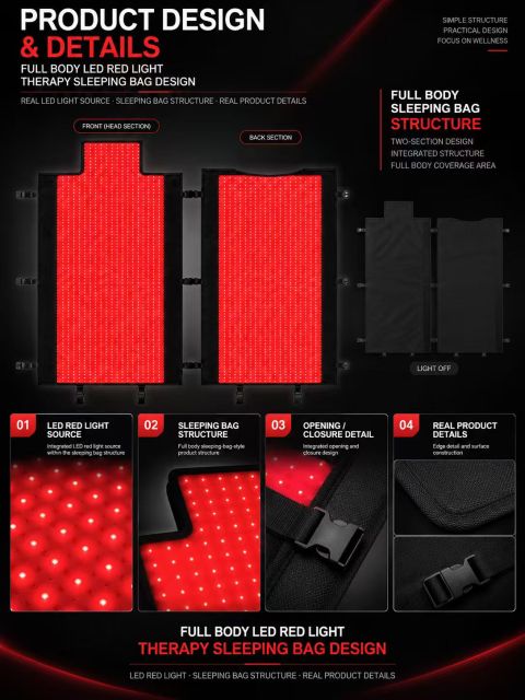 Full Body Red Light Therapy Sleeping Bag Manufacturer | AIMEKO Two-Section LED Wellness Design