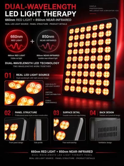 660nm + 850nm Red Light Therapy Panel Manufacturer | AIMEKO Dual-Wavelength LED Panel