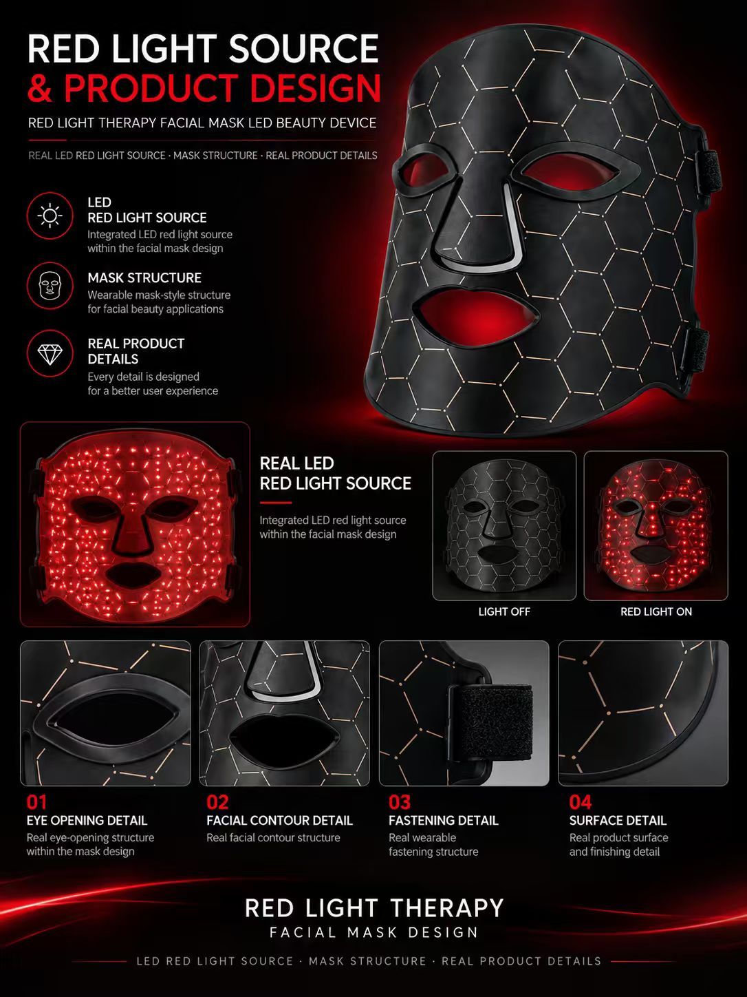 Red Light Therapy Facial Mask Manufacturer | AIMEKO Black LED Beauty Mask