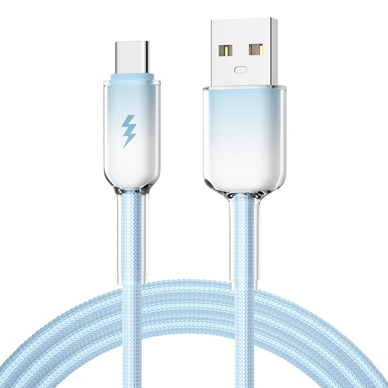 Cabo de dados USB para Tipo C Ice Crystal 6A, MINHA LOJA, Cabo de dados USB para Tipo C Ice Crystal 6A