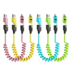 Cables de carga en espiral 4 en 1, MI TIENDA, Cables de carga en espiral 4 en 1