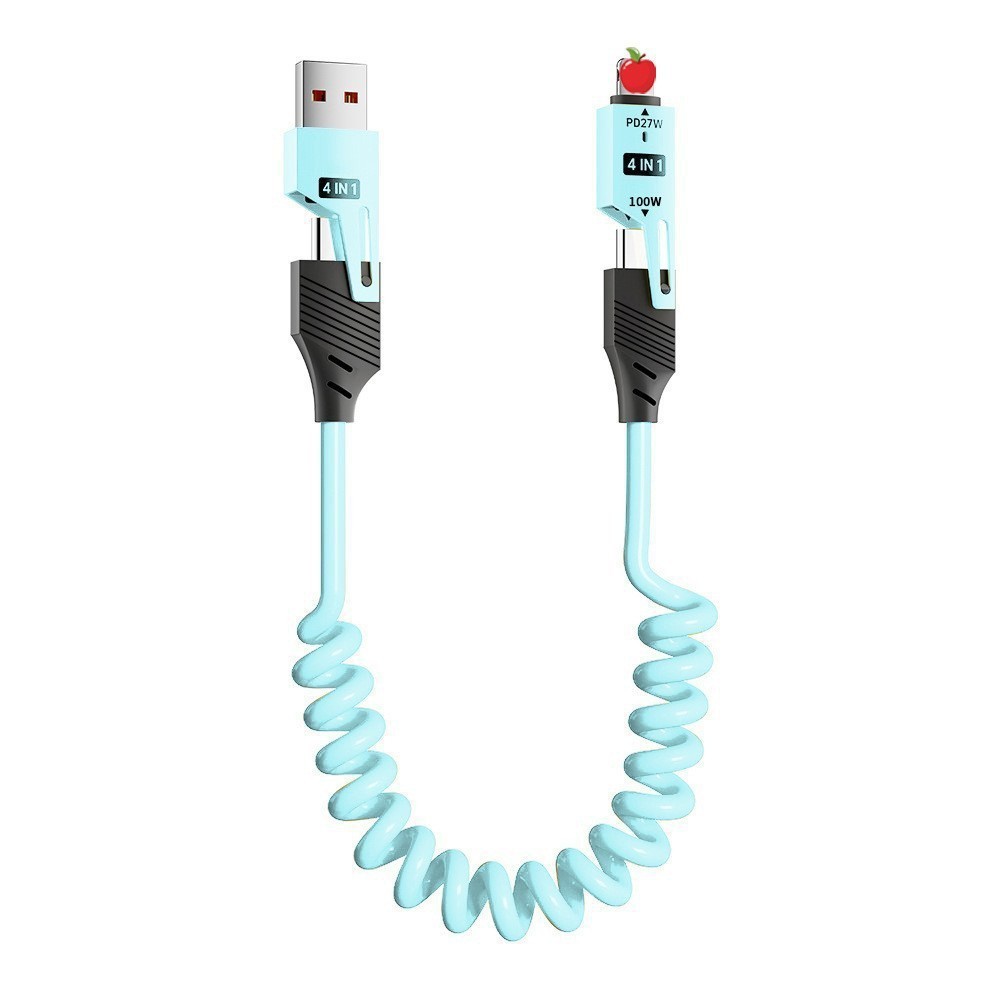 Cables de carga en espiral 4 en 1, MI TIENDA, Cables de carga en espiral 4 en 1