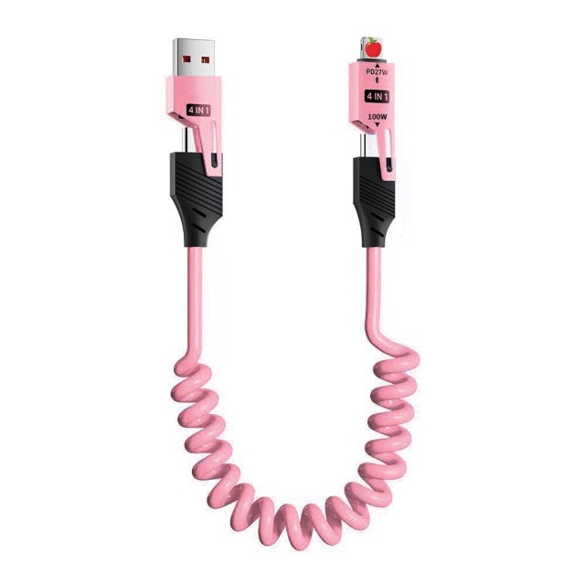 Cables de carga en espiral 4 en 1, MI TIENDA, Cables de carga en espiral 4 en 1