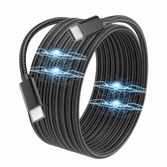 Cables de carga USB-C trenzados retráctiles magnéticos, MI TIENDA, Cables de carga USB-C trenzados retráctiles magnéticos