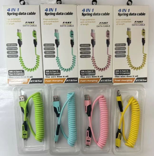 Cables de carga en espiral 4 en 1, MI TIENDA, Cables de carga en espiral 4 en 1