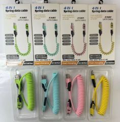 Cables de carga en espiral 4 en 1, MI TIENDA, Cables de carga en espiral 4 en 1