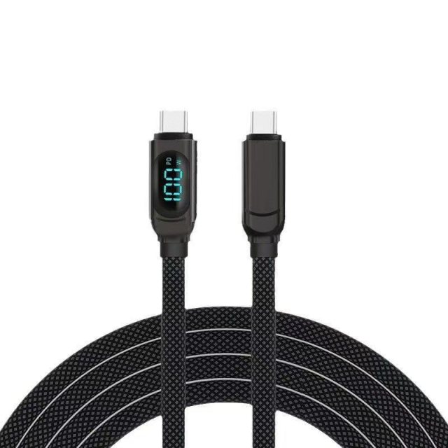 Cables de datos USB C a tipo C con pantalla digital de 100 W, MI TIENDA, Cables de datos USB C a tipo C con pantalla digital de 100 W