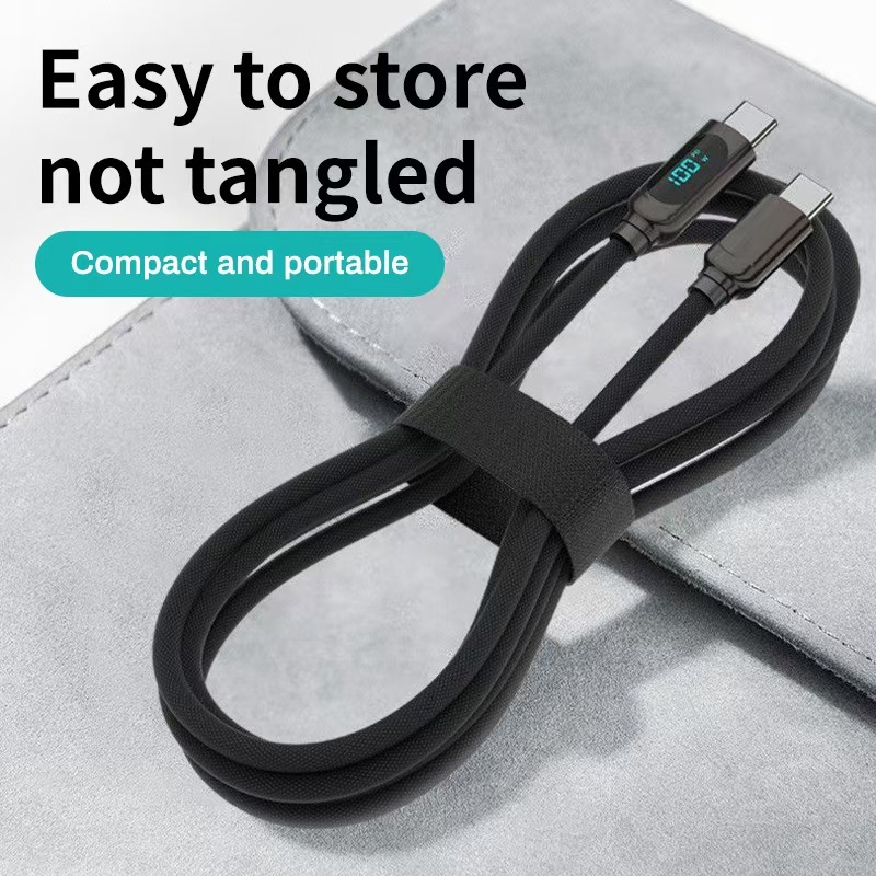Cables de datos USB C a tipo C con pantalla digital de 100 W, MI TIENDA, Cables de datos USB C a tipo C con pantalla digital de 100 W