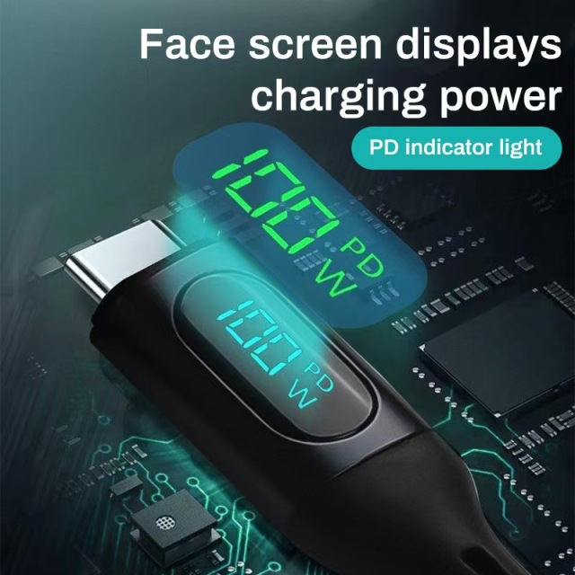 Cables de datos USB C a tipo C con pantalla digital de 100 W, MI TIENDA, Cables de datos USB C a tipo C con pantalla digital de 100 W