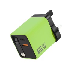 65W GaN-Ladegerät mit eingebautem zurückziehbarem Type-C-Kabel, DonvisTek, PD30W UK-Stecker USB-C-Ladegerät