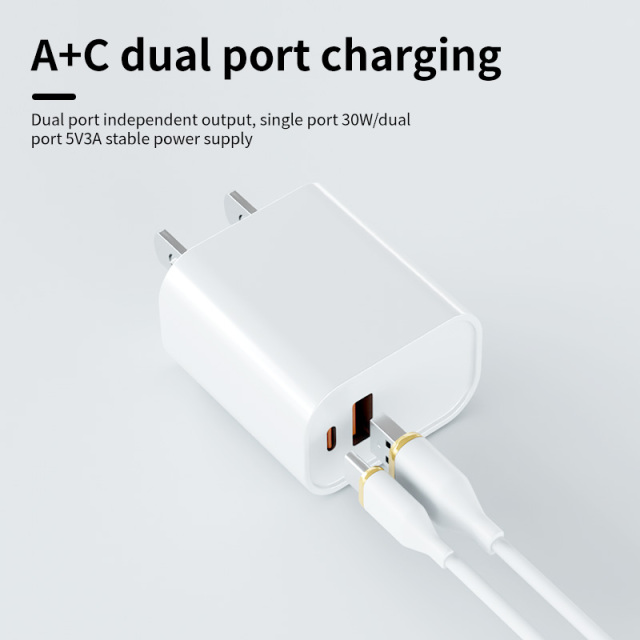 20W/25W/30W Dual‑Port USB‑A + USB‑C Wall Charger,DonvisTek,20W/25W/30W Dual‑Port USB‑A + USB‑C Wall Charger