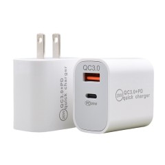 Chargeur mural USB-A + USB-C à double port de 20 W, DonvisTek, Chargeur mural GaN à voix contrôlé par IA de 45 W avec lumière nocturne LED