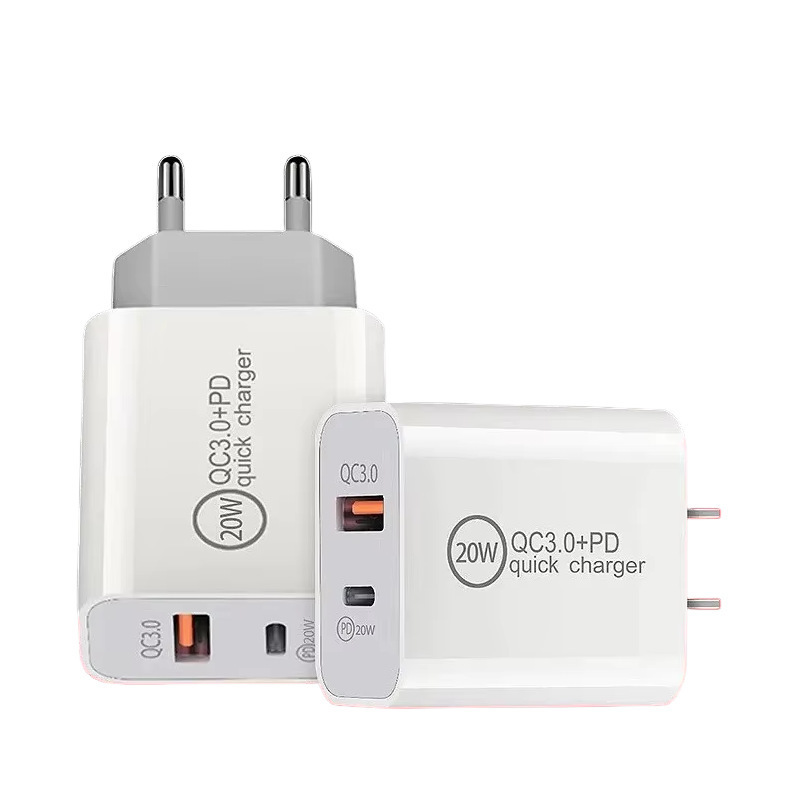 Chargeur mural USB-A + USB-C à 20 W, DonvisTek, Chargeur mural GaN à 45 W avec contrôle vocal AI et lumière LED de nuit