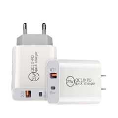 Chargeur mural USB-A + USB-C à 20 W, DonvisTek, Chargeur mural GaN à 45 W avec contrôle vocal AI et lumière LED de nuit