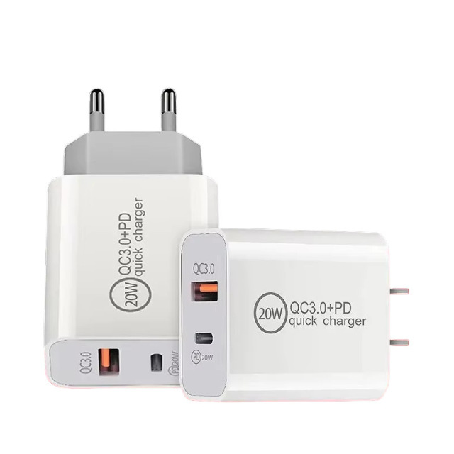 Chargeur mural USB-A + USB-C à 20 W, DonvisTek, Chargeur mural GaN à 45 W avec contrôle vocal AI et lumière LED de nuit