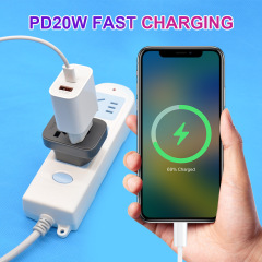Chargeur mural USB-A + USB-C à 20 W, DonvisTek, Chargeur mural GaN à 45 W avec contrôle vocal AI et lumière LED de nuit