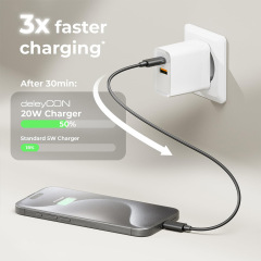 Chargeur mural USB-A + USB-C à 20 W, DonvisTek, Chargeur mural GaN à 45 W avec contrôle vocal AI et lumière LED de nuit