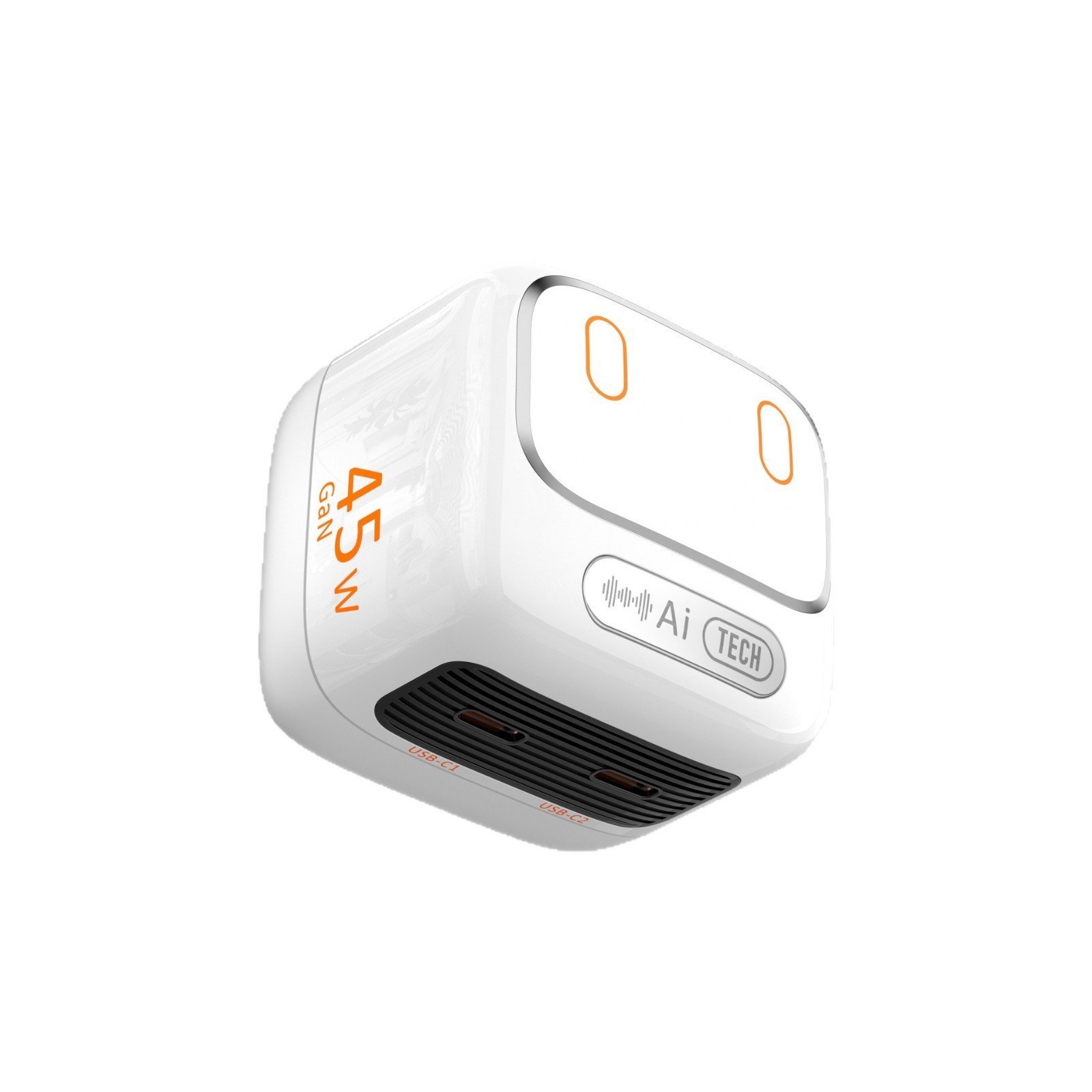 Cargador de pared GaN de 45W con control de voz AI y luz nocturna LED, DonvisTek, Cargador de pared GaN de 45W con control de voz AI y luz nocturna LED