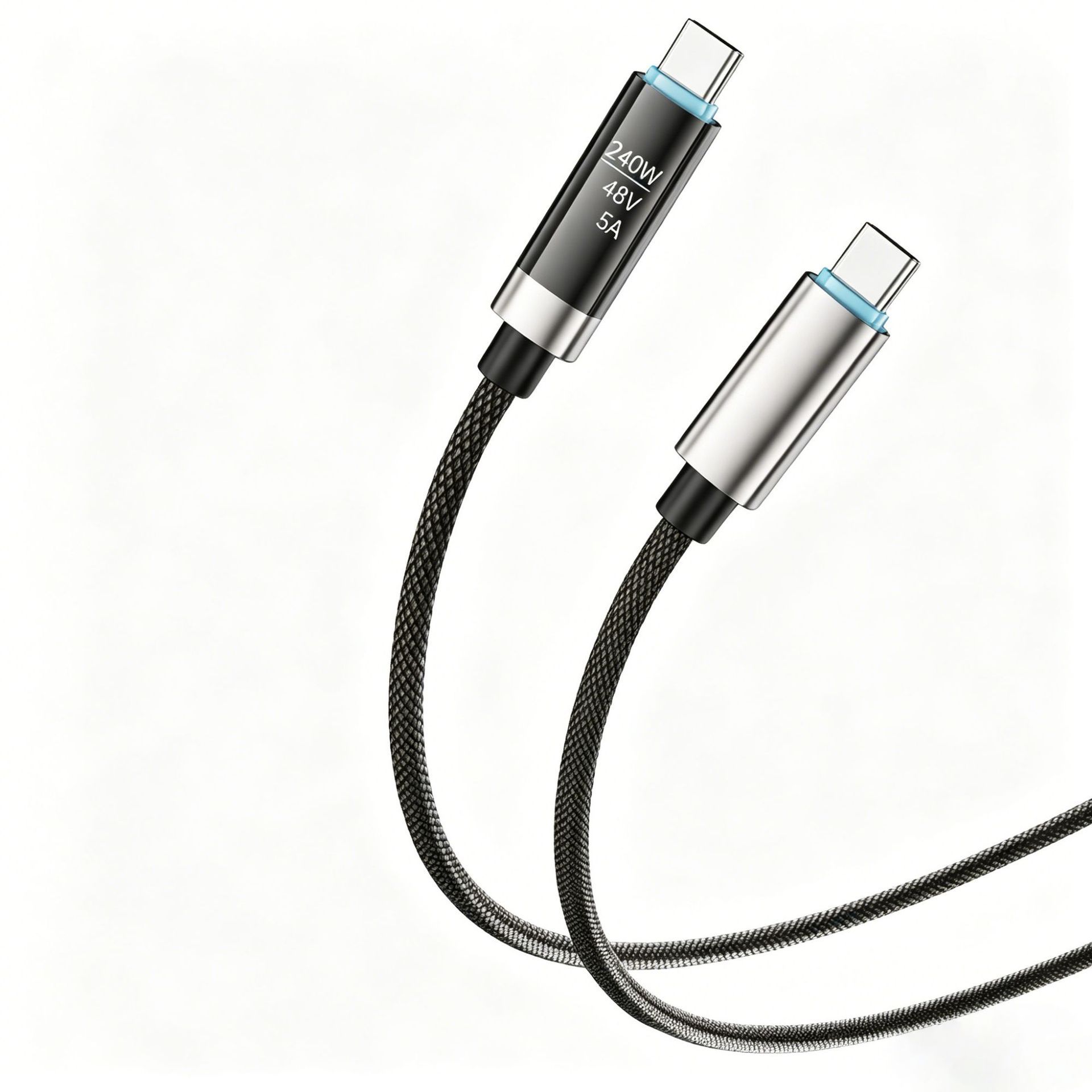 240W USB‑C to USB‑C Nylon Braided Fast Charging Cable with OLED Digital Display,DonvisTek,240W USB‑C to USB‑C Nylon Braided Fast Charging Cable with OLED Digital Display