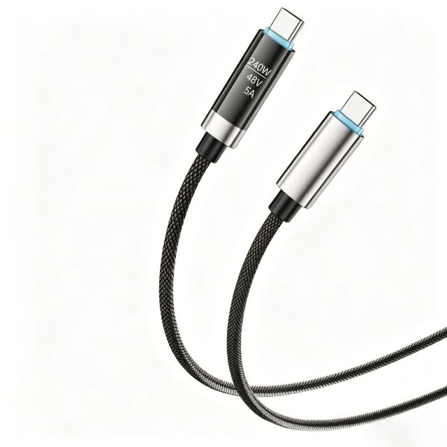240W USB‑C to USB‑C Nylon Braided Fast Charging Cable with OLED Digital Display,DonvisTek,240W USB‑C to USB‑C Nylon Braided Fast Charging Cable with OLED Digital Display