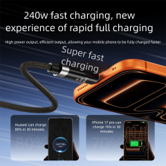 240W USB‑C to USB‑C Nylon Braided Fast Charging Cable with OLED Digital Display,DonvisTek,240W USB‑C to USB‑C Nylon Braided Fast Charging Cable with OLED Digital Display