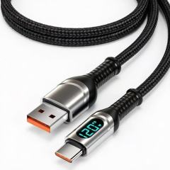 100W USB‑A to USB‑C Nylon Braided Fast Charging Cable with Digital Power Display,DonvisTek,100W USB‑A to USB‑C Nylon Braided Fast Charging Cable with Digital Power Display