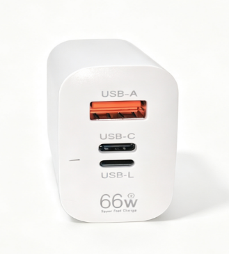 66W 3-Port EU Plug Super Fast Charger USB-A+Type-C+USB-L Wall Charger,DonvisTek,66W 3-Port EU Plug Super Fast Charger USB-A+Type-C+USB-L Wall Charger
