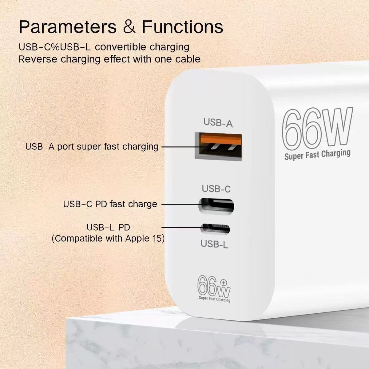 Cross-border 66W Triple Port Super Fast Wall Charger,DonvisTek,Cross-border 66W Triple Port Super Fast Wall Charger